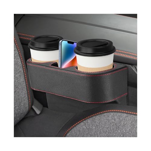 Sbulhia Car Seat Gap Filler Organizer Multifunctional Auto Console Side Storage Box with Cup Holder Universal PU Leather Cup Holder Front Seat Crevice Filler for Car Truck SUV (Black)