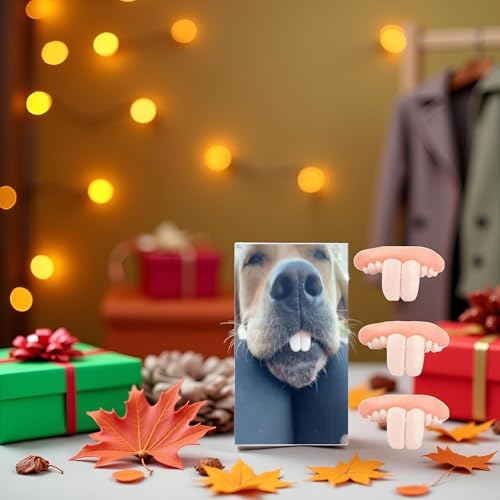 Dientes falsos blancos para perros 3 unidades accesorios divertidos miniatura 6