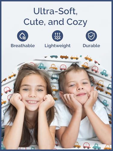 Image of Kids Twin Size Cute Cars Bed Sheets - 3 Piece Kids Cute Cars Sheet Set