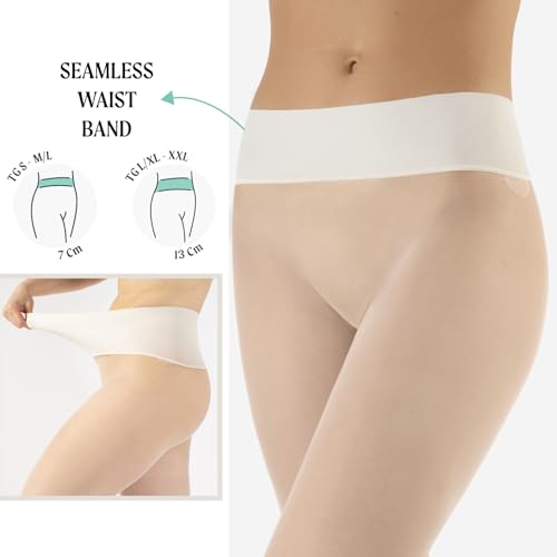 Image of CALZITALY Seamless Sheer Tights, Comfortable Waistband, 15 Denier Pantyhose Multi Colors Made in Italy