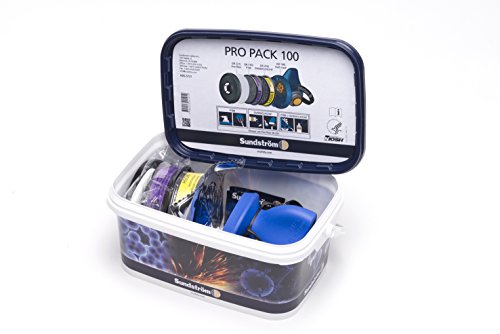 Sundstrom H05-5721S Pro Pack Respirator Kit with SR 100 S/M Silicone Half Mask, SR 232 OV/AG Chemical Cartridge, P100/HE Particulate Filter and Prefilters
