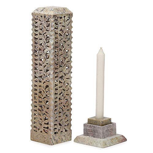 Carry Me Handmade Marble Soapstone Incense Stick Burner | Candle Stick Holder | Tea Light Burner - Perfect Floral Carving For Gifting. Decorative Home And Kitchen Decor (3 X 3 X 11 Inches). #TOP2