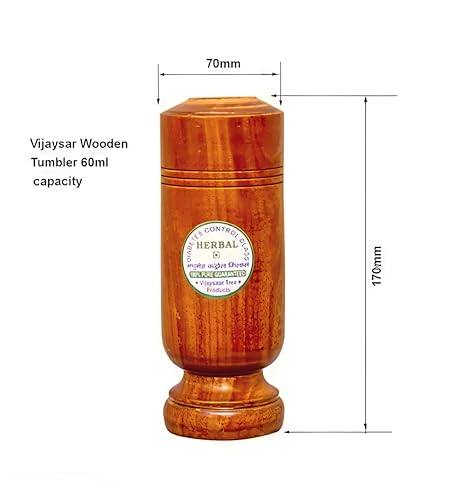 Image of Vijaysar Wooden Glass, Natural 100% Vijaysar Wood, Diabetes Controller, Ayurvedic Glass /Tumbler
