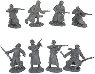 WWII Longcoat German Infantry Plastic Army Men: 16 Piece Set of 54mm Figures - 1:32 Scale