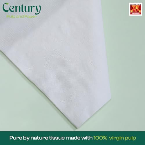 Image of Century 1 Ply 100% Virgin Pulp Tissue Paper Napkins| Highly Absorbent & Chemical Free Serving Napkins 100 Pulls- 23x23 cm (Pack of 6)