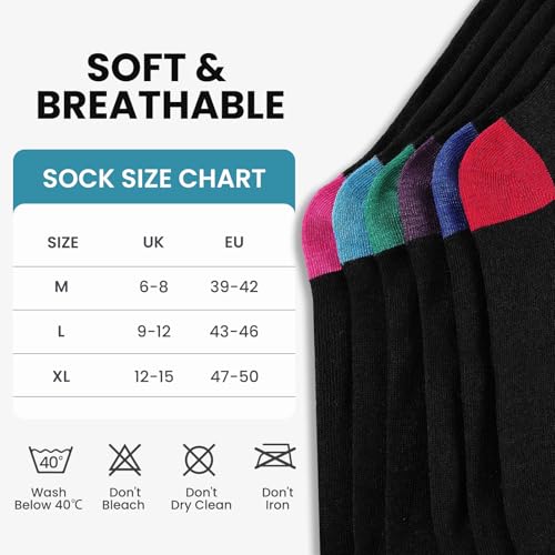 Cirorld 6 Pairs Mens Black Socks, Breathable Causal Cotton Socks Men Multipack, Soft Smart Dress Sock with Reinforced Heel & Toe, Suitable for Work and Daily Wear - Image 5