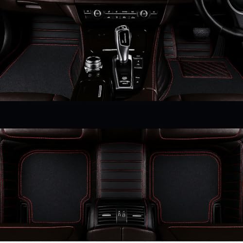 Image of 9D Luxury Car Foot Mat for Maruti Suzuki S-Cross Model (2012-2018) | Waterproof | Anti-Slip | PU Leather | Full Coverage | All Weather | Custom Fitted Car Floor Mat - Black with Red