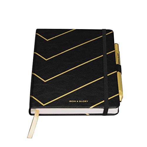 Carnet de notes avec stylo Iron & Glory coffret cadeau noir rigide