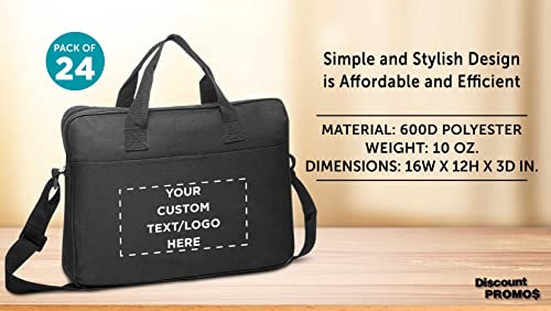 24 Polyester Messenger Bags Set - Customizable Text, Logo - Adjustable Straps, Reinforced Straps, Front Pocket, Everyday Use - Black4