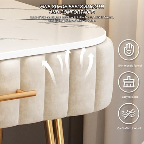 Tocador con Espejo abatible y luces LED con taburete de maquillaje para dormitorio 4