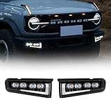 FIERYRED LED Fog Lights for Ford Bronco Accessories 2021-2024 2/4-Door, Only fit Modular Steel Front Bumper, DRL Turn Signal Fog Light Lamp Kits, Not for Bronco Sport