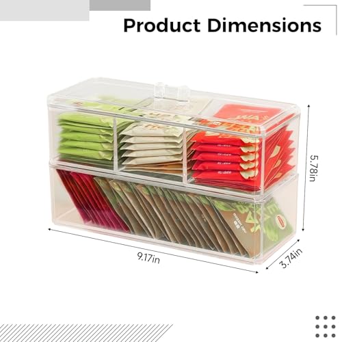 Organizador de bolsas de té acrílico con tapa 3 compartimentos miniatura 3