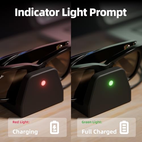 Image of DAIERTEK Charging Stand for Meta Smart Glasses, Black | Compatible with Wayfarer, Compatible with Skyler, Compatible with Headliner, LED Indicator