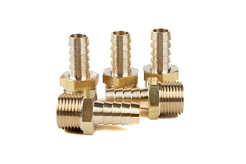 LTWFITTING Brass Fitting Connector 1/2-Inch Hose Barb x 1/2-Inch NPT Male Fuel Gas Water(Pack of 5)
