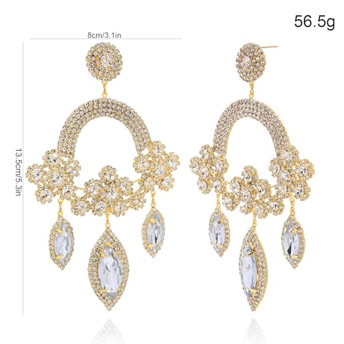 Rhinestone Dangle Earrings For Women Crystal Iridescent Statement Earrings For Women Prom Jewelry Accessories2