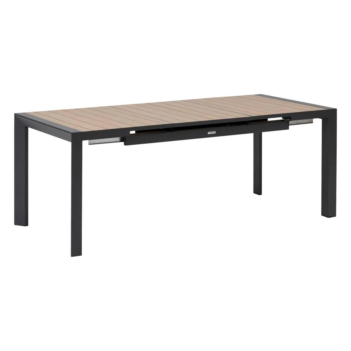 HESPERIDE - Table de Jardin Extensible Evasion Gris Graphite - 8 Places - Aluminium Antirouille Aluminium Effet Bois - Meuble d'Extérieur Rallonge