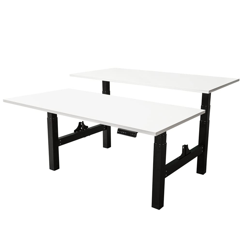 Vivol Podwójne biurko Duo 2 x 2 silnik – elektryczna regulacja wysokości – 180 x 80 cm – czarny/biały – profesjonalne podwójne miejsce pracy