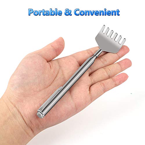 Image of YIMICOO Extendable Back Scratcher for Men 3 Pack Portable Telescopic Metal Back Scratchers /Hand Massager with Pocket Clip for Thanksgiving, Birthday, Christmas Gifts