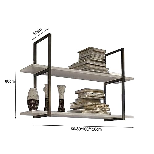 Étagère de plafond à 2 niveaux en métal et bois massif pour cuisine