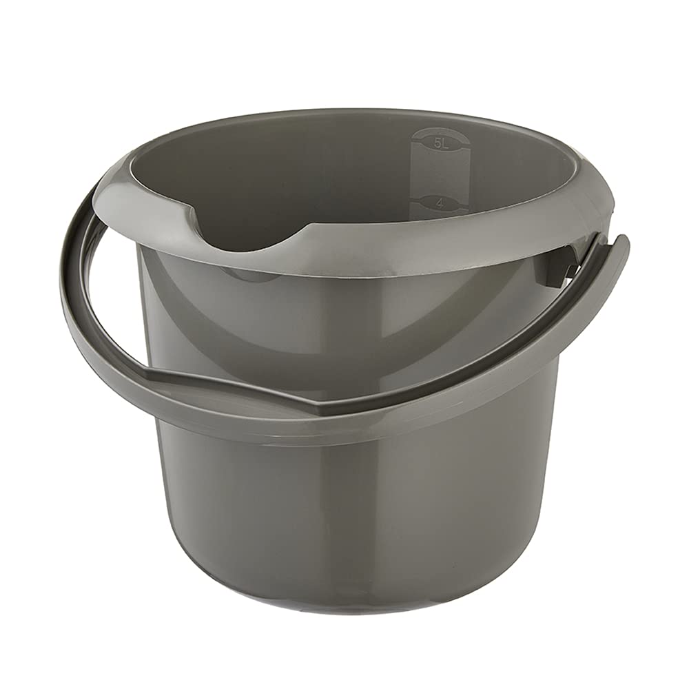keeeper Bucket with Integrated Measuring Scale and Ergonomic Handle, 5 litres, Mika Eco Line, Gray