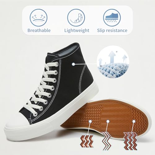 Image of Uoidru High Top Sneakers for Women Canvas Shoes White Canvas High Tops Women Casual Shoes Lace Up Fashion Sneakers