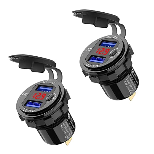 Chargeur de Voiture USB 12V Aluminium Étanche pour Voyages en Camping-Car et Moto