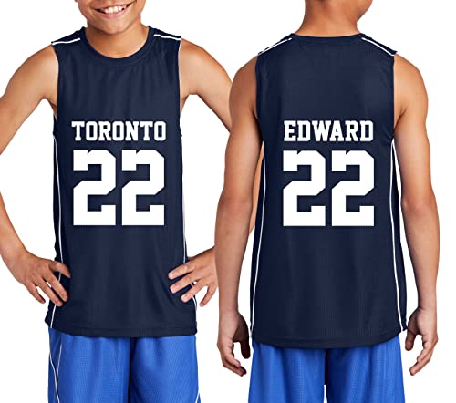 Custom Kids Basketball Jersey Add Your Name Number Mesh Reversible Sleeveless Youth Boy Girl Sports Tee True Navy #TOP4