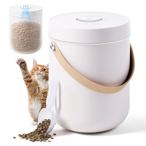 smartoo Vacuum Cat Dog Food Storage Container 10 lb/10.6 Qt, Airtight Dry Dog & Cat Food Bin with One-Button Vacuum Sealing, Magnetic Scoop Incl., BPA-Free, Durable Storage with Rechargeable Battery