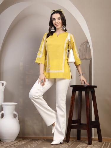 Image of COTLAND Fashions Jaipuri Cotton Printed Short Kurti for Women