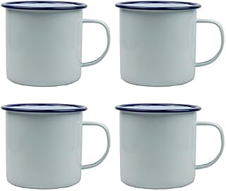 Set of 4 Falcon White Enamel Tea Coffee Mug Cup Camping Picnic Travel