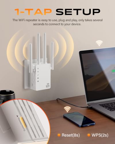 image for GEYILO WiFi Extender Signal Booster Dual Band 5GHz/2.4GHz, Up to 12880