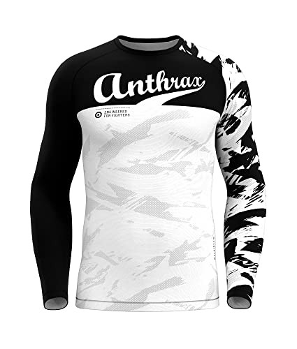 Anthrax Rashguard BJJ Warrior - Rangierte Farbvorlage für Brazilian Jiu Jitsu - Funktionsshirt Herren Langarm Haltbarkeit - Dry-Fit Funktion Cover