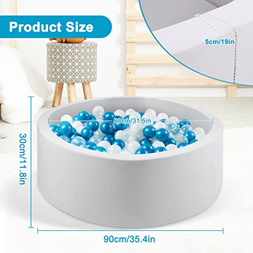 Foam Ball Pit for Children Toddlers,Baby Playpen Ball Pool Memory Round Designed Easy to Clean or Install, Soft Round Ball Pit 35.4” x 11.8” Ideal Gift for Baby (Balls NOT Included) Light Grey - Thumbnail 2