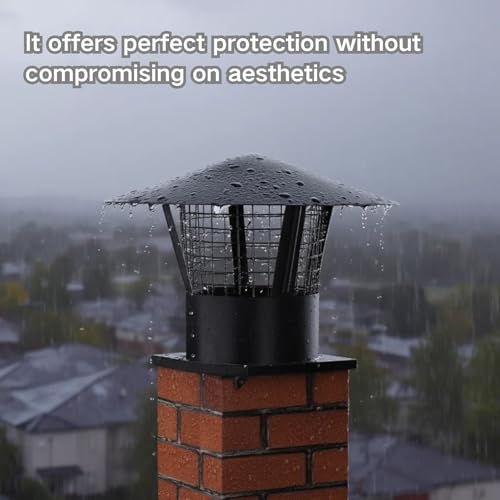 Sombrerete Chimenea 200mm de Acero Inoxidable 304 Negro para Techos 4
