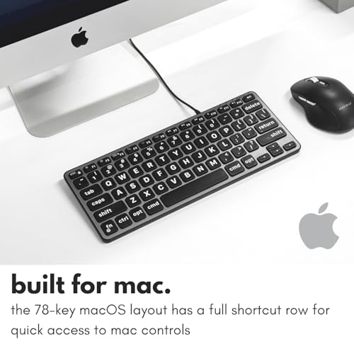 Clavier Mac compact filaire à grands caractères pour simplifier la lecture
