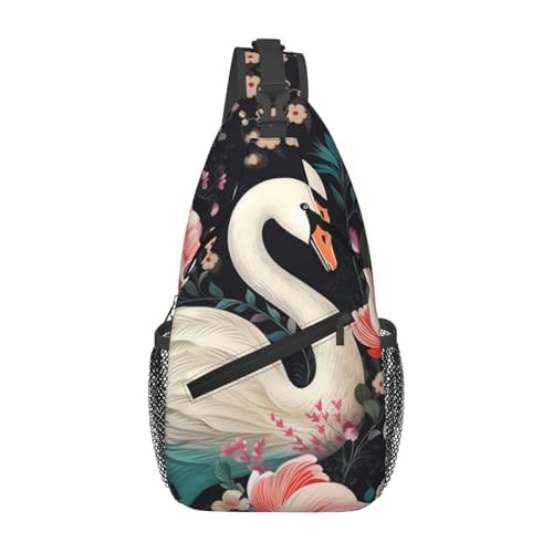 Bolso cruzado para hombre y mujer estilo floral negro miniatura 1