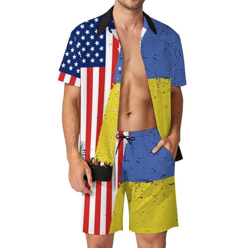 Chemise Hawaïenne Homme avec Short et Pantalon de Plage Ukrainienne Taille S