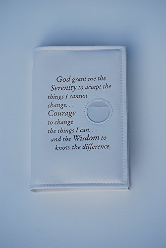Alcoholics Anonymous AA Big Book Capa Grande Impressão Serenity Prayer Medalhão Holder Branco