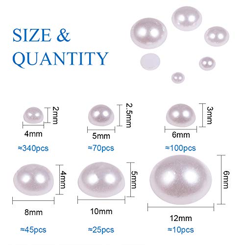Ph Pandahall 6 Sizes White Flat Back Pearls Cabochon 690Pcs Flat Pearls Gems For Crafts Shoes Hairband Scrapbooking Embellishment Makeup Wedding Diamond Phone Nail Making 4Mm 5Mm 6Mm 8Mm 10Mm 12Mm #TOP3