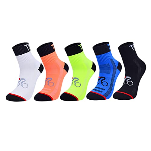WildernessRose 5 Paar Fahrrad Socken Herren Damen Atmungsaktive Fahrrad Socken rutschfeste Absorbieren Schweiß SchüTzen FüßE Sport Socken Cover