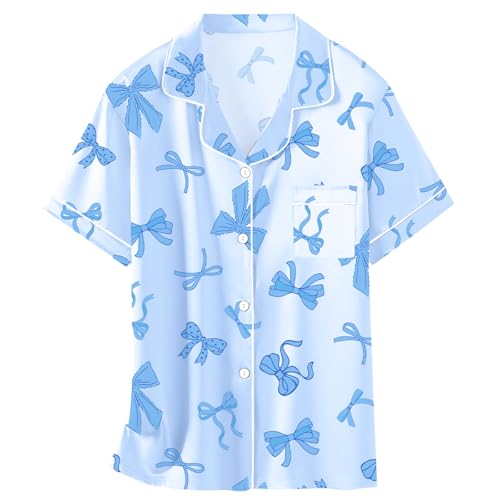 Image of Girls & Womens Satin Pajamas Set, Silk Button-Down Sleepwear 2 Piece Nightwear, 3 Years - Women XXL