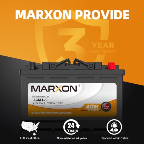 MARXON Group 48 H6 L3 Car Battery 12v 70AH 760CCA AGM Maintenance Free - Image 3