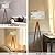 QFHOMTEOL Wood Tripod Floor Lamp Birch bark Modern Standing Lamp Linen Lampshade Dimmable Tall Lamp Mid Century Floor Lamp for Living Room Bedroom