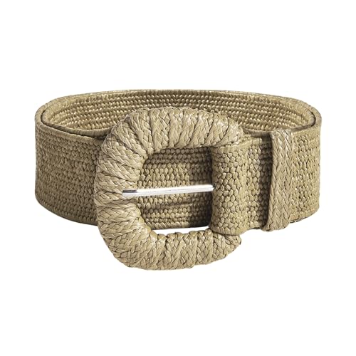 Yesimola Cinturón elástico tejido de paja, Cinturones De Cintura Tejidos Anchos, Cinturones Trenzados, para Mujeres y Niñas en la Playa