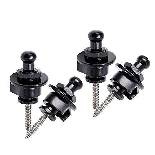 Gasea 4pcs Correa Guitarra Botón de Bloqueo Metal, Correa Guitarra Cierre de Seguridad Guitarra Eléctrica Bajo Clásica Ukulele Guitar Strap Lock - Negro… Cover