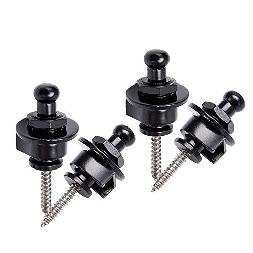 Gasea 4pcs Correa Guitarra Botón de Bloqueo Metal, Correa Guitarra Cierre de Seguridad Guitarra Eléctrica Bajo Clásica Ukulele Guitar Strap Lock - Negro…