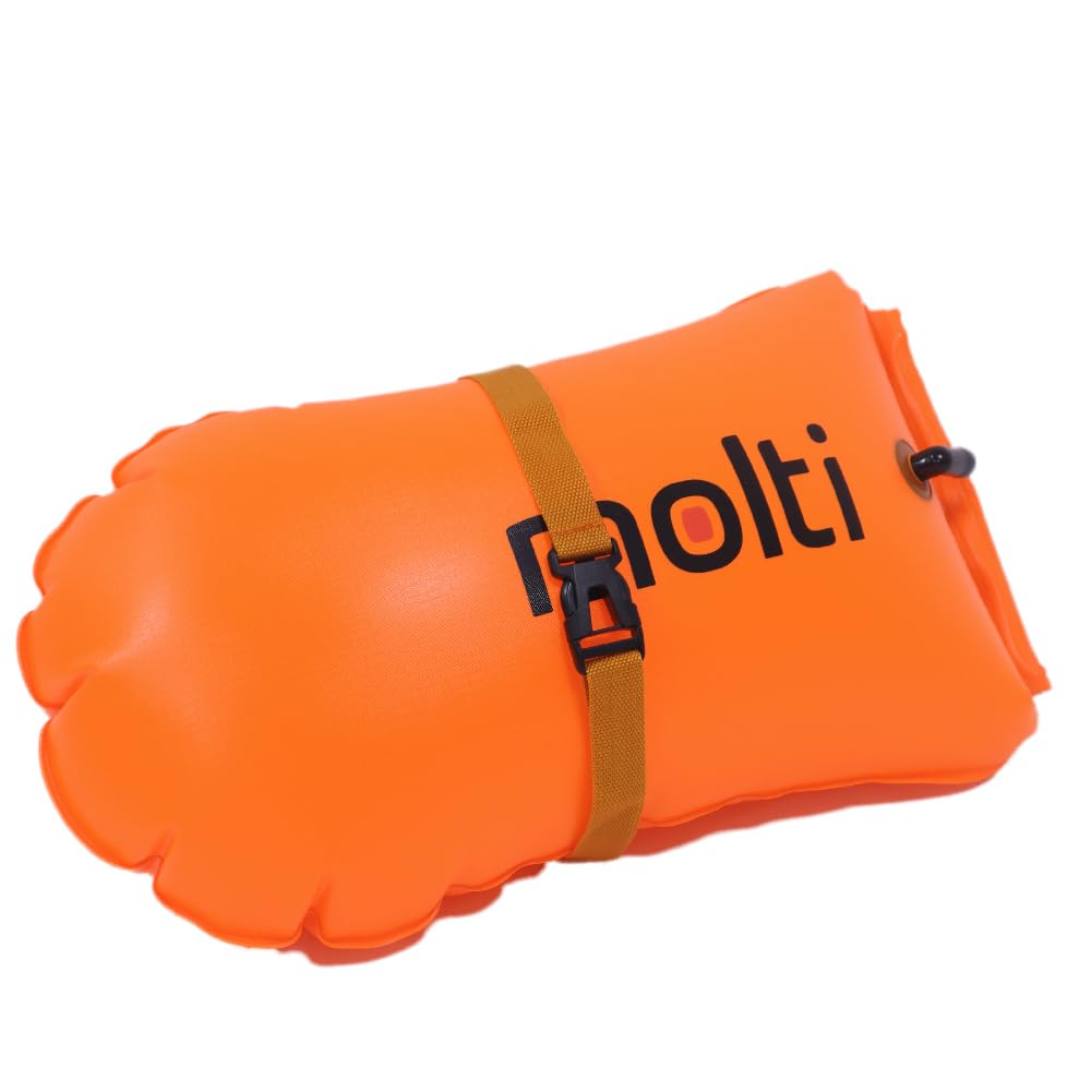 molti Bouée de natation gonflable 2 en 1 et sac sec -> 28 l pour adultes Baywatch Bouée Orange Sécurité pour la natation Open Water et Triathlon