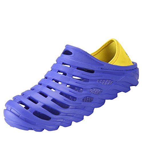 BODON Mens Breathable Mesh Slippers Lightweight Garden Clog Sandals Beach Shoes Quick-Drying Water Shoes Non-Slip Blue 44
