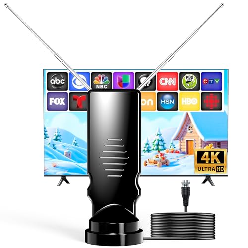 Rabbit Ears TV Antenna for Smart & Older TVs, 4K 1080p Indoor HDTV Antenna with Adjustable Dipoles,