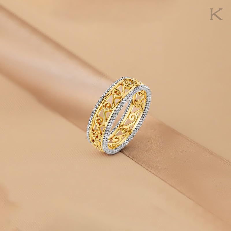Image of KISNA 9KT / 14KT / 18KT Classic Rope Yellow Gold Ring For Women | S14
